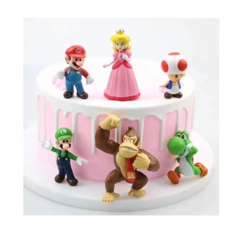 Mario Mini Figure Set 6 PCS Cake Topper Party Decorations